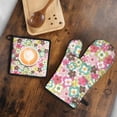 thumbnail image 5 of Pioneer Flower Floral Print Pattern Kitchen Oven Mitt and Pot Holder Sets 2 Pcs for Baking, Cooking and Grilling, Heat Resistant Up To 392 °F, 5 of 7