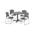 thumbnail image 2 of OFM Multi-Use Break Room Package, 42" Square Table with Plastic Stack Chairs, Gray Nebula Finish with X-Style Pedestal Base and Gray Seats (PKG-BRK-036), 2 of 5