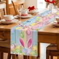 thumbnail image 5 of Colorful Easter Table Runner 48 Inches, Spring Watercolor Bunny Egg Flower Wood Grain Bed Runner Dresser Scarves Tabletop for Indoor Outdoor Parties/Ceremony/Banquet, 13" x 48", 5 of 8