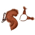 thumbnail image 4 of Conjunto de disfraz de cola de animal jinwen diadema con orejas de ardilla marron oscuro, 4 of 8