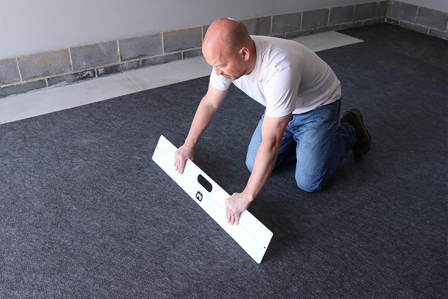 Garage Floor Mat Kit for Water, Snow and Mud by New Pig | Keep Garage Floor Clean | Mildew-Resistant and Adhesive-Backed | Includes Safety Knife and Installation Board (25' L x 36" W)