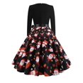 thumbnail image 5 of Vestido de Navidad de manga larga para mujer, bata Vintage, Swing Pinup, elegante, estampado informal, negro, invierno, 50S, 60S, 5 of 5