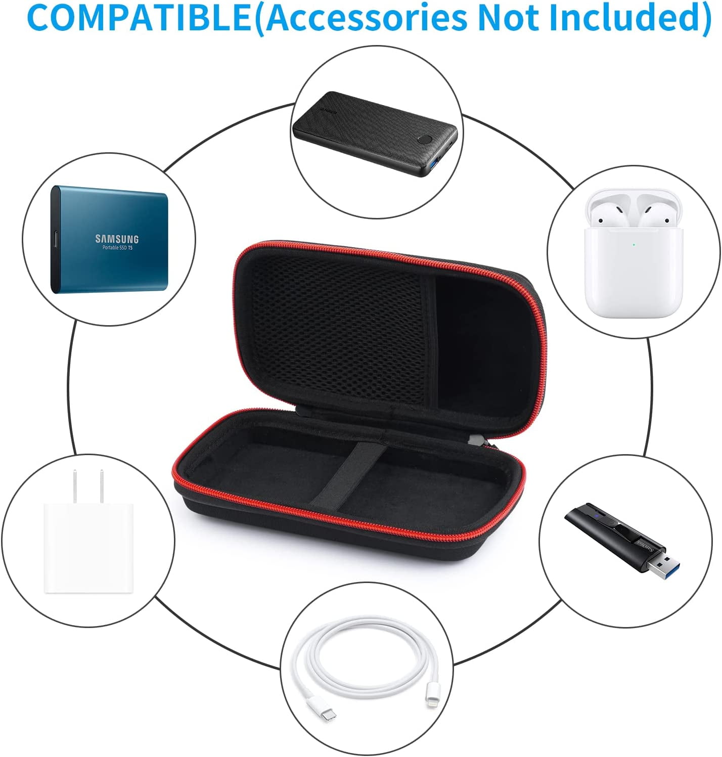 MHAWBL-Skynew Hard Travel Case for Ekrist/LanLuk Portable Charger Power Bank 25800mAh, Power Bank Case for Anker PowerCore 10000mAh, Samsung T7 Touch and Seagate Portable 2TB