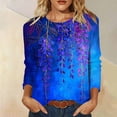 thumbnail image 6 of Plus Size T Shirts Womens Floral Printed Tops Crewneck Graphic Basic Tee Shirts Loose Fit Casual Tshirts (3XL, Blue 03), 6 of 7