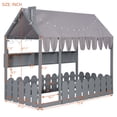 thumbnail image 3 of Aukfa Twin House Bed with Fence and Tent for Kids, Wooden Montessori Bed with LED Lights & Storage Shelves for Toddler Boys and Girls Bedroom, Gray, 3 of 8