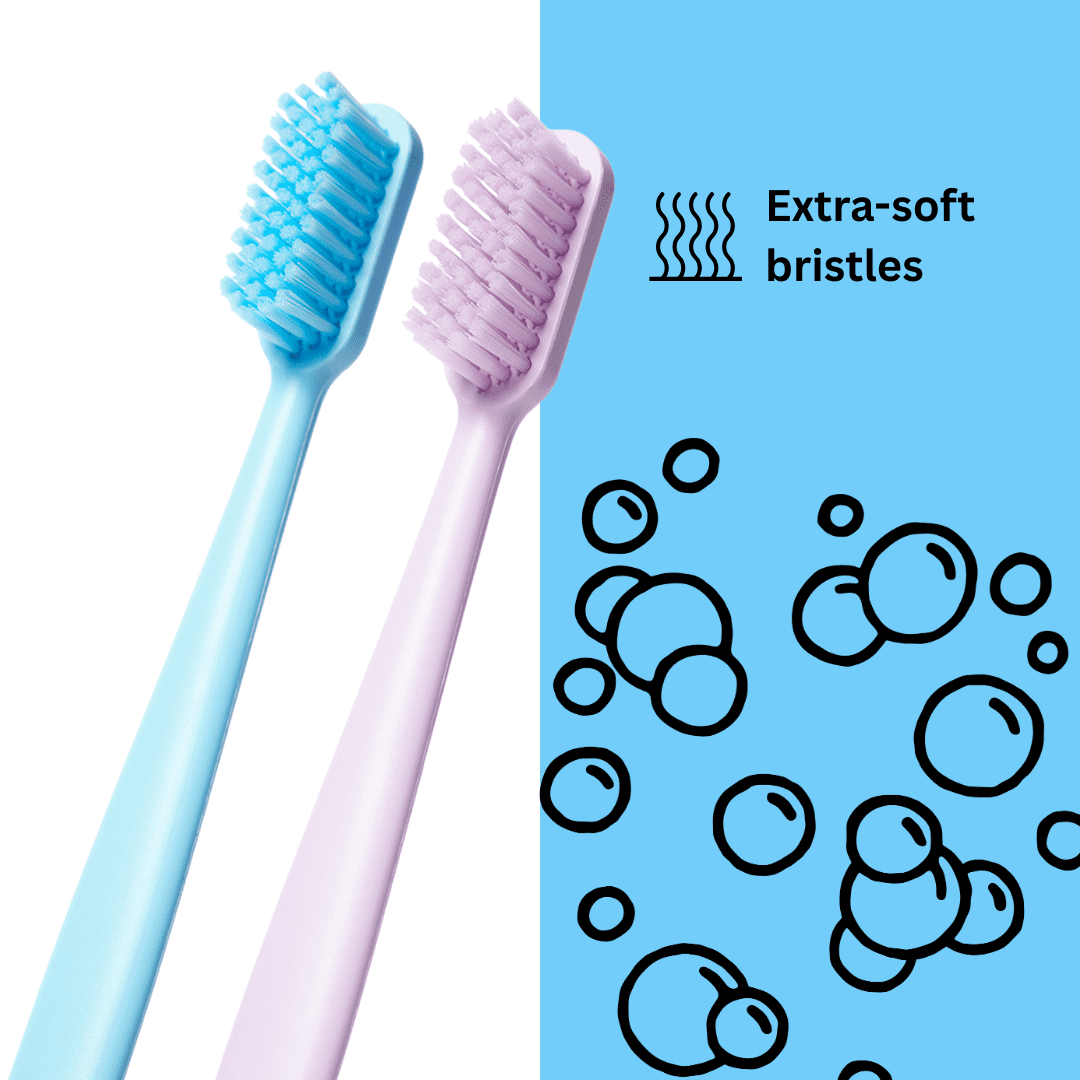 Boie, Toothbrush, Blue & Thistle, Extra-soft, Adult, 2 Pack