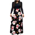 thumbnail image 4 of Vestido de manga larga para mujer Vestido largo de cintura alta con estampado de cuello redondo de Navidad Vestido de noche de fiesta informal Fridja  nbo1836, 4 of 9