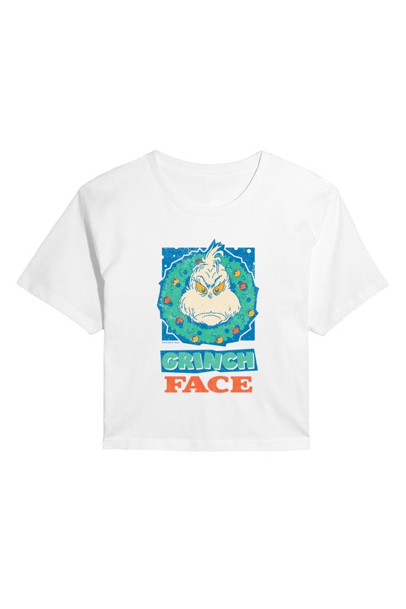 The Grinch - Grinch Face - Juniors Cropped Graphic T-Shirt