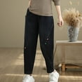 thumbnail image 5 of Women Sweatpants MIUOWANP Fashion Womens Casual Solid Color Elastic Loose Pants Straight Wide Leg Trousers With Pocket Black M, 5 of 5