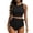 Black, variant on Women's Solid Modest Two Piece Bikini Set Bow Tied Halter Top & High Waisted Bottoms Modest Swimsuit for Beach and Pool