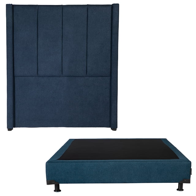 Box Base Cama Individual + Cabecera Nizza Azul