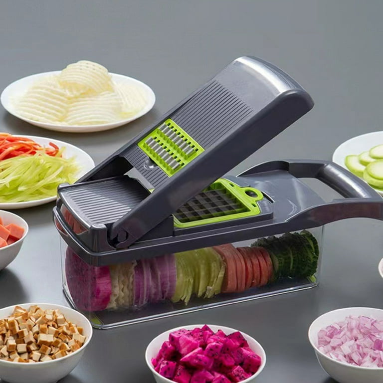 Multi-functional Kitchen Vegetable Chopper, Dicer, Slicer Tool With  Stainless Steel Blades And Hand Guard