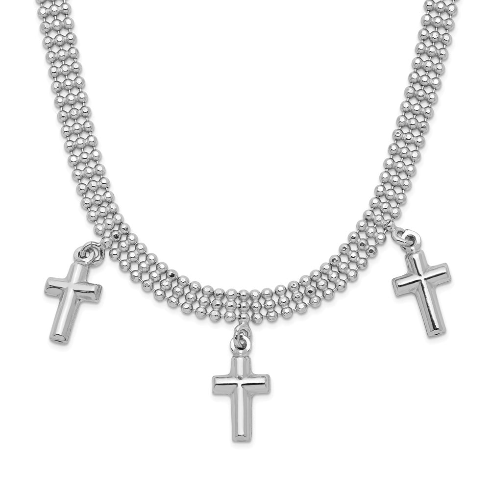 Necklace with Pendant Sterling Silver 3Cross With 4" Extension