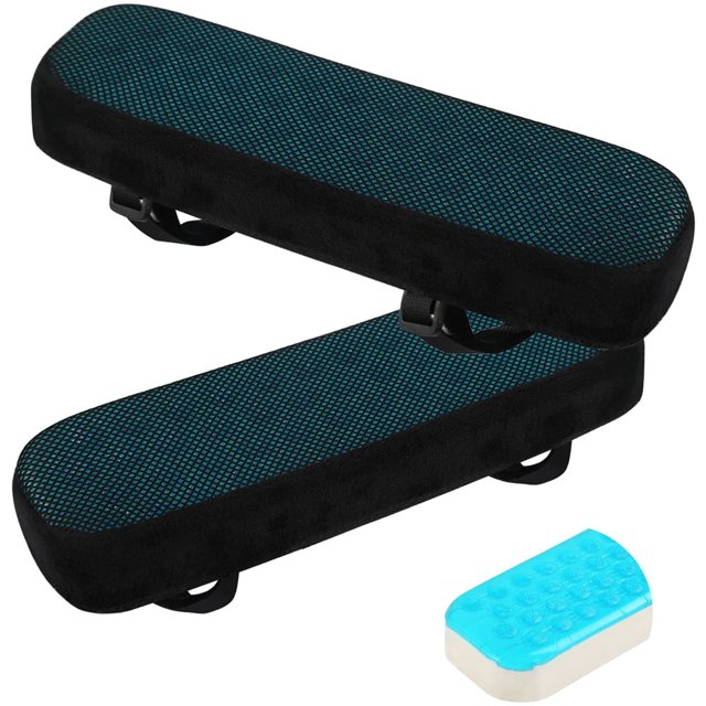Cojín para reposabrazos de 2 piezas, cojín para silla de oficina, reposabrazos con espuma viscoelástica antideslizante ergonómica para alivio de codos y antebrazos (negro) ShuxiuWang 8390611685461