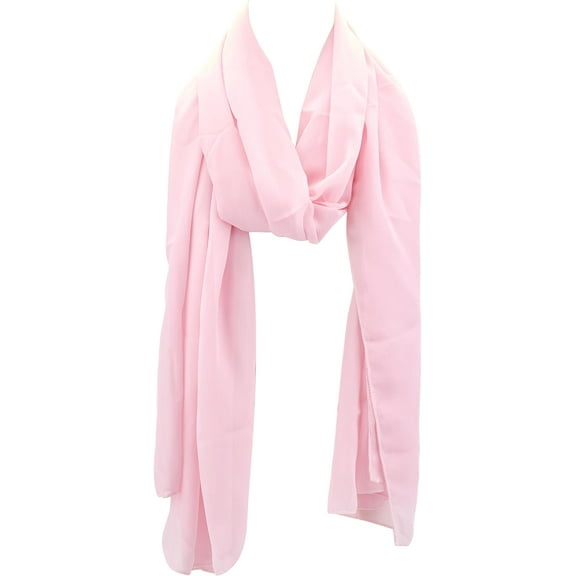 Pink Soild Shawl Chiffon Sheer Shawls and Wraps Womens Polyester Elegant Soft Silky Lightweight Long Mesh Scarf Bulk for Women Evening Dresses Bridal Wedding Party Gown Cover up Accessories Pink