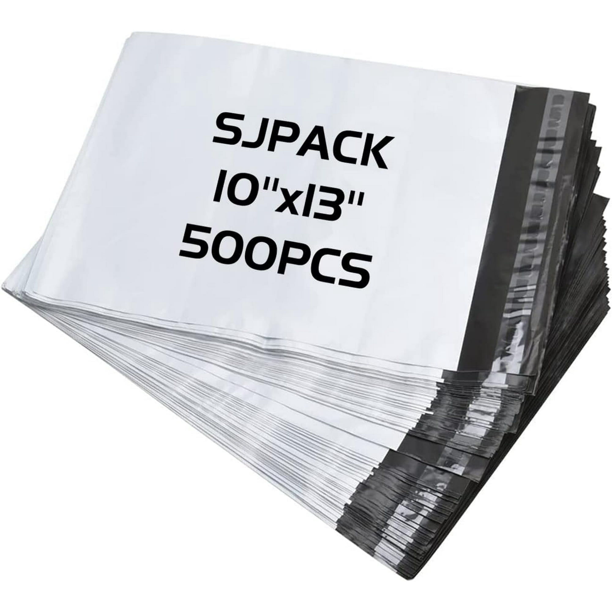 SJPACK White Poly Mailer 500 Pcs 10 x 13 Shipping Bags with Self Adhesive, Waterproof and Tear-Proof Postal Bags