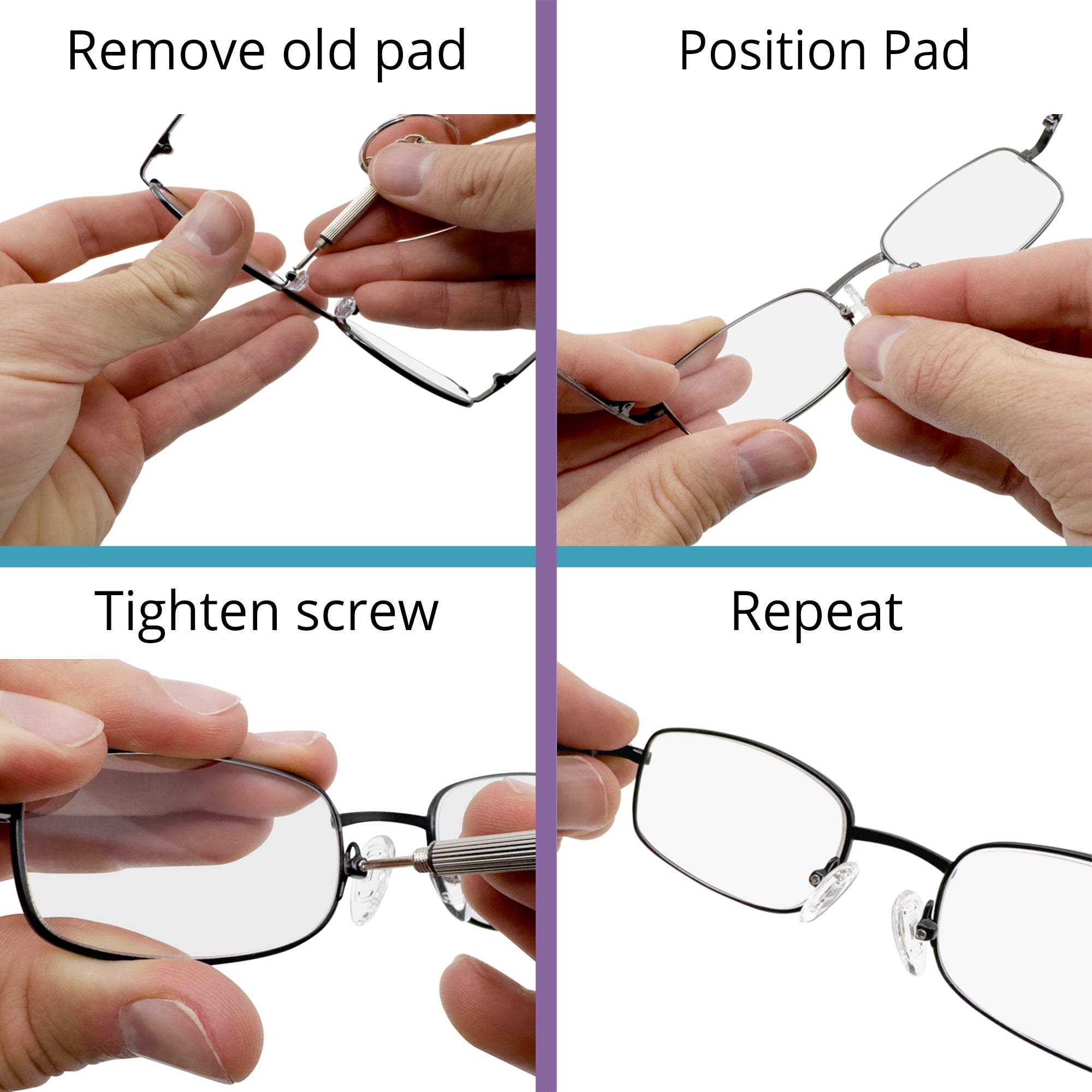 Screw-in Nose Pads 13mm D-Shape, 5 Pairs, Silicone Nose Pads for Glasses