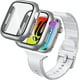 thumbnail image 1 of Apple Watch Band + 2 Pack Apple Watch Case Compatible with Apple Watch Series 8 / Series 7 41mm, Soft Silicone Wristband for Women & Men, Stretchy & Breathable, iWatch 8 & 7 41mm Replacement Strap, 1 of 5