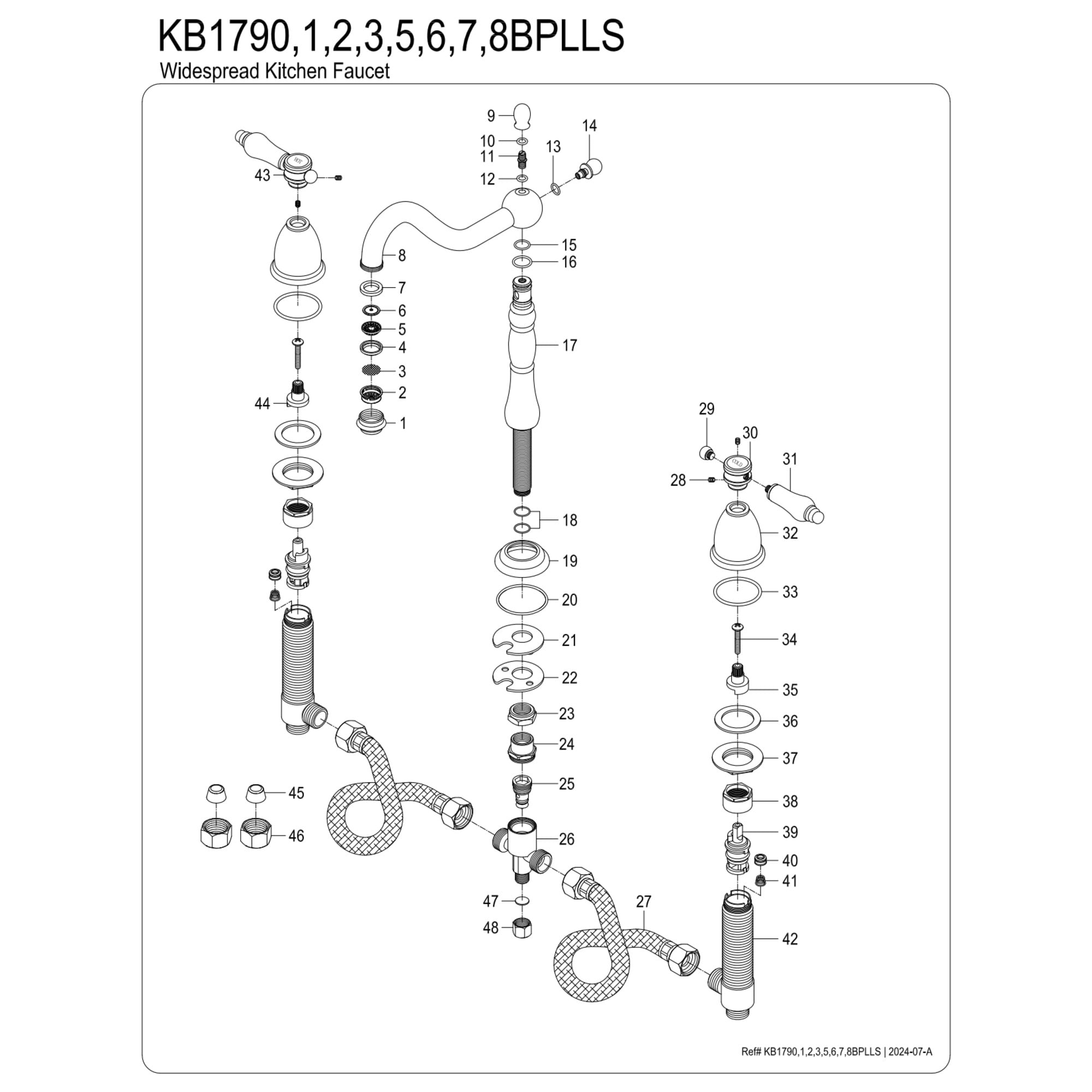 Kingston Brass KB1795BPLLS Bel-Air Double-Handle Widespread Kitchen Faucet in Oil Rubbed Bronze