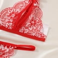 thumbnail image 5 of JSGEK Women Furry Trim Lace Bra and Thong Set Sheer Mesh Underwire Support Lingerie for Intimate Nightwear Red XL, 5 of 7