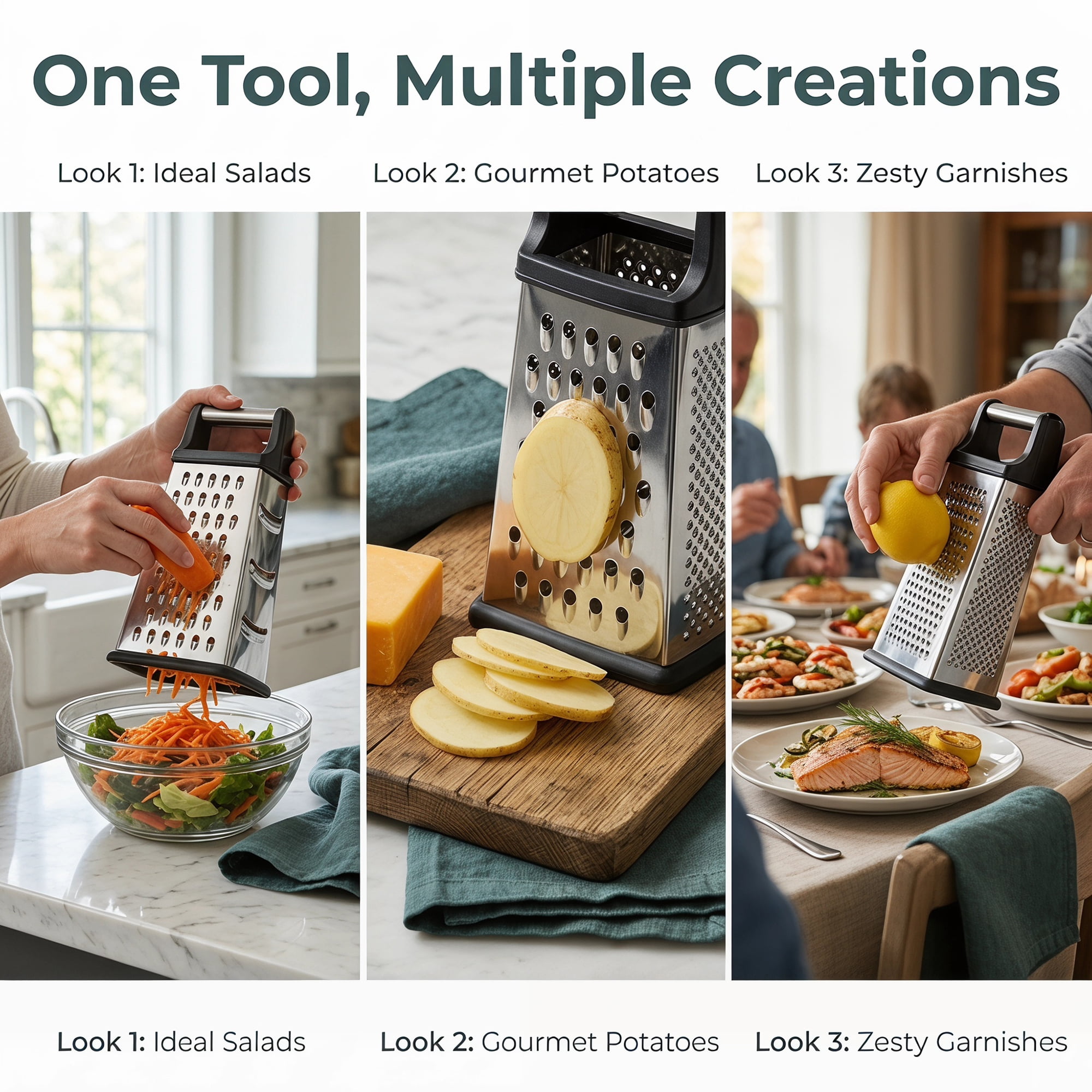 Unique Bargains 4-Sided Box Stainless Steel Mandoline Slicer with Non-Slip Base 5.1"x7.7"