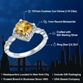 thumbnail image 2 of Gem Stone King 1.74 Cttw Yellow Citrine and White Moissanite Solitaire Ring for Women | 925 Sterling Silver | Cushion Cut 7MM | Gemstone Birthstone | Available in Size 5, 6, 7, 8, 9, 2 of 5