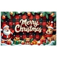 thumbnail image 3 of Plaid Pattern Christmas Banner Snowflake Design Merry Christmas Banner Santa Claus Reindeer Xmas Banner for Christmas Party Home Decoration Holiday Celebration, 3 of 7