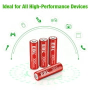 EBL Lithium-Ion Rechargeable AA Batteries for Toys, Camera, Flashlight, 4-Pack