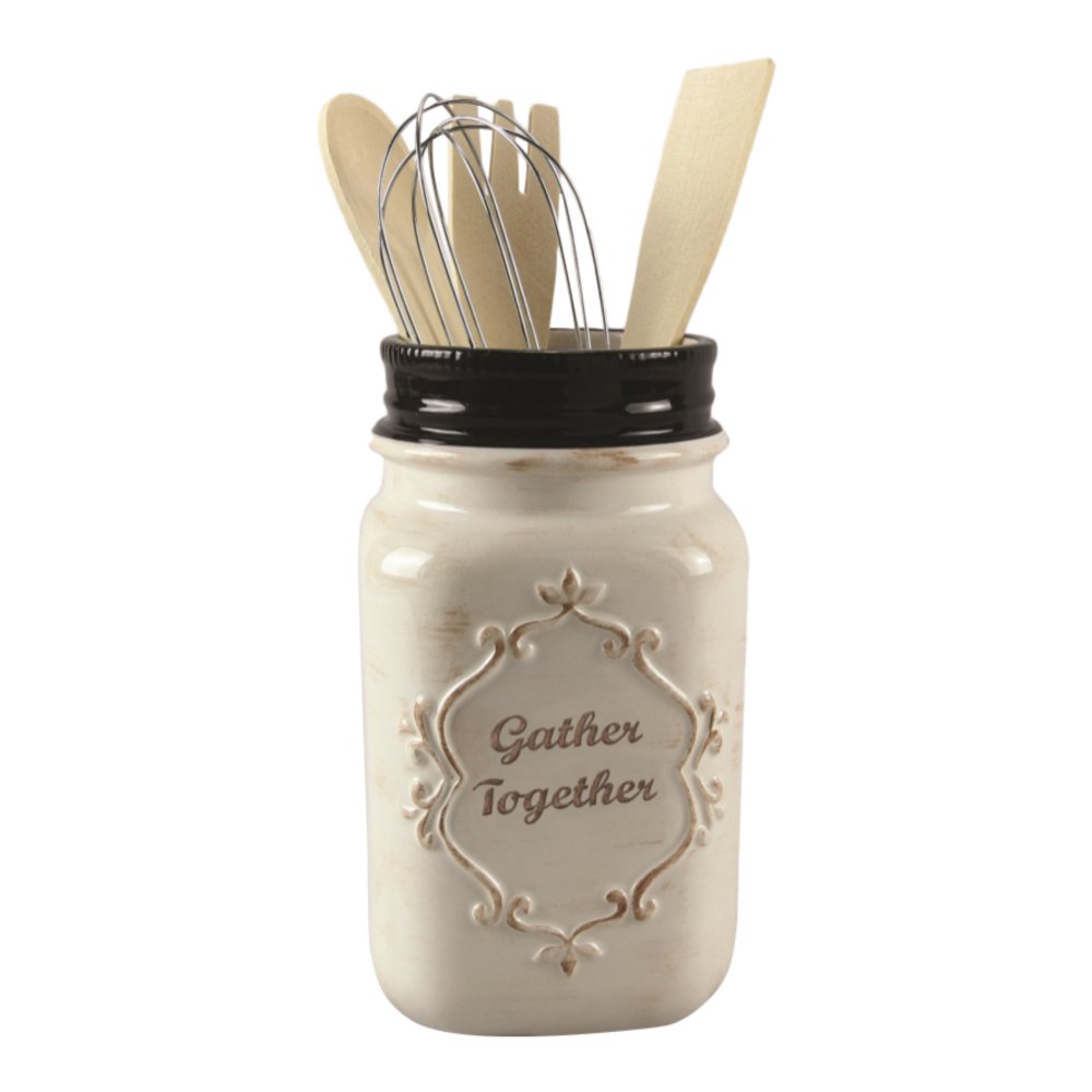 Gather Together Ceramic Kitchen Canning Jar Tool Holder With Cooking