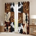 thumbnail image 2 of Erosebridal Rustic Cowhide Print Blackout Curtains Set of 2 (52x84 Each),Western Cowboy Texas Stars Window Curtains For Men Adults, 2 of 7