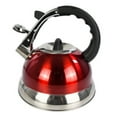 Mainstays 3 Liter Whistling Tea Kettle, Stainless Steel, Red
