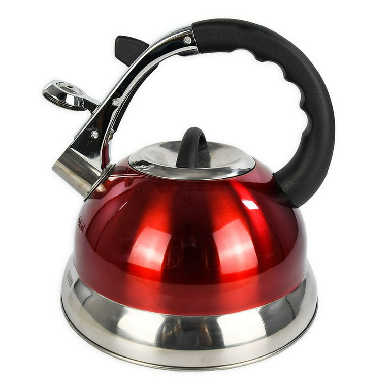 Red Whistling Tea Kettle by Home-Style Kitchen - Miles Kimball