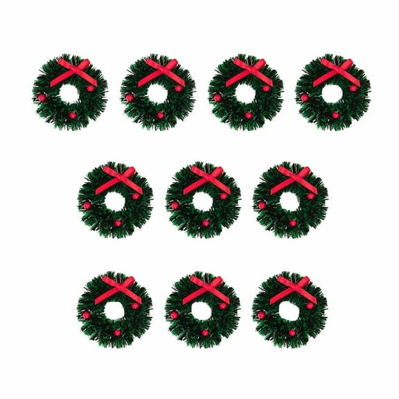 Mini Wreaths - 10Pcs, 1:12 Scale, Material, for Dollhouse and Miniature Decorations