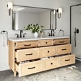 thumbnail image 2 of ARIEL Monroe 73 Inch Double Rectangle Sink Bathroom Vanity With Pure White Quartz Countertop 1.5 Inch Edge In Oak, 2 of 8