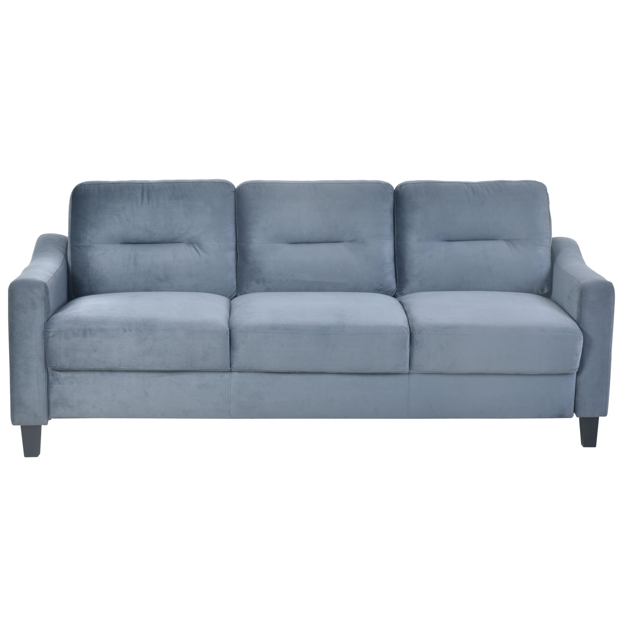 Mitinya Mid Century Modern Velvet Upholstered 3 Seater Couch, Gray