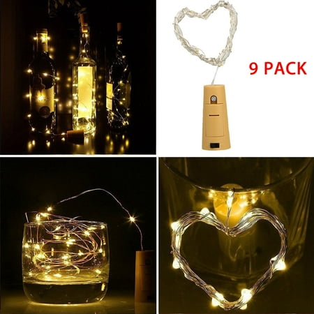 Outdoor Home Decorations 9-Pack Wine Bottle Lights, EEEKit 20 LED 6.6ft Wine Bottle Cork Lights Fairy Starry String Light Indoor Outdoor Decoration Lamp for Party Home Garden Wedding, Warm White ()