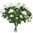 thumbnail image 6 of Topboutique 5 Pcs Artificial Azalea Flowers Fake Silk Flowers Decorative Rhododendron Fake Plants UV Resistant Outdoor Plants Faux Flower for Wedding Party Garden Porch Table Centerpieces, White, 6 of 6