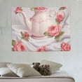 thumbnail image 4 of COMIO JretailAx Floral Pattern Tapestry Pink Flower Wall Tapestry Romantic Rose Square Tapestry Vintage Afternoon Tea Party Tea Pot Living Room Tapestry 40x30 Inch, 4 of 7