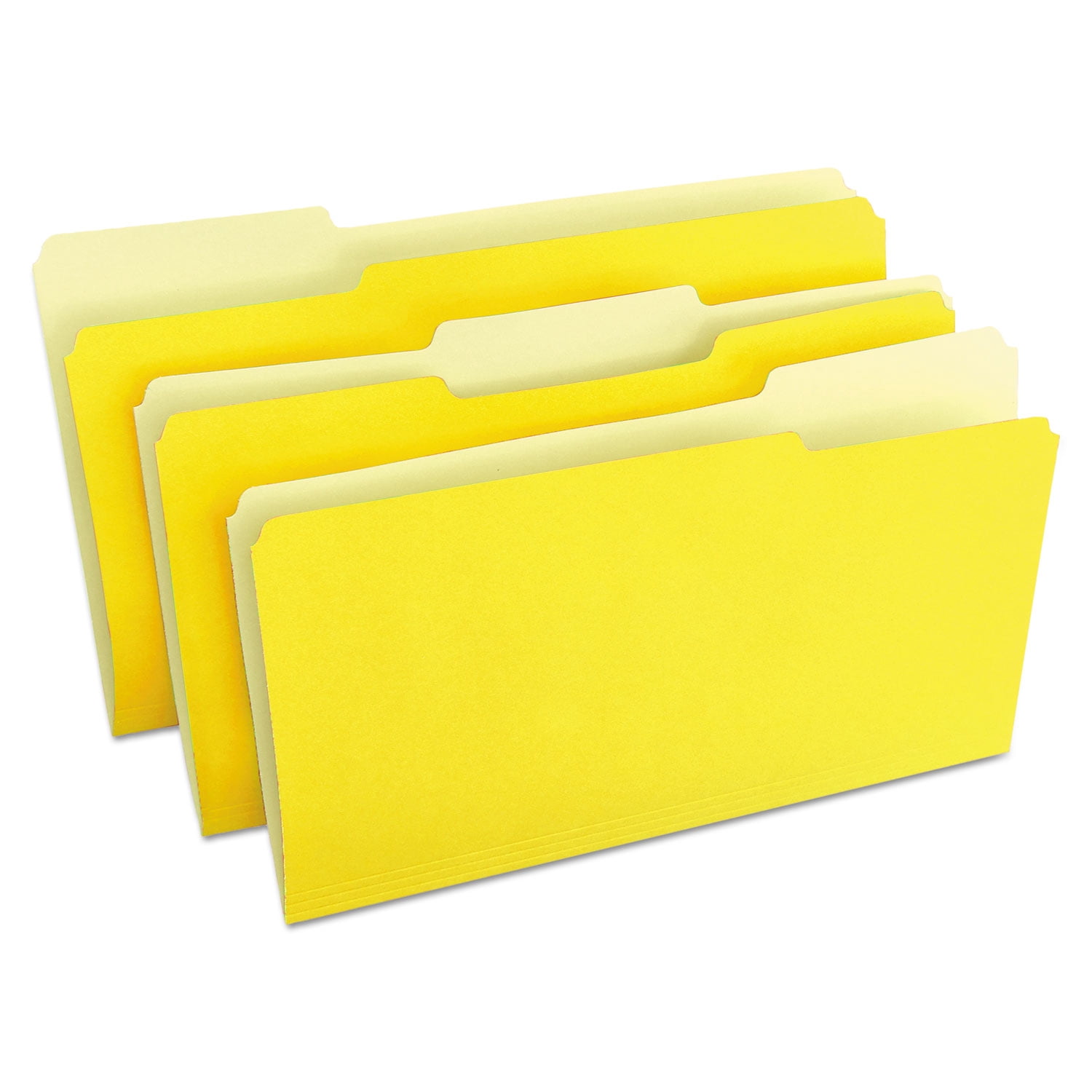 Universal Deluxe Colored Top Tab File Folders, 1/3-Cut Tabs, Legal Size, Yellowith Light Yellow, 100/Box (10524)