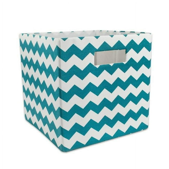 Design Imports CAMZ36641 11 x 11 x 11 Po. Cube de Rangement Carré en Polyester Chevron, Turquoise