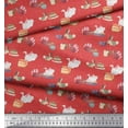 thumbnail image 3 of Soimoi Orange Cotton Duck Fabric Rabbit Animal Print Fabric by Yard 56 Inch Wide, 3 of 3