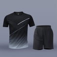 thumbnail image 2 of Men's Shirt and Shorts Gym Set 2 Piece Outfits Fashion Summer Tracksuits Casual Sportwear Set Big and Tall Size M-5XL Black, 2 of 5