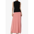 thumbnail image 6 of TheMogan Women's Casual Lounge Solid Foldable High Waist Draped Jersey Relaxed Long Maxi Skirt Ash Rose S, 6 of 7