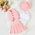 thumbnail image 2 of Baby Coming Home Outfit Girl Baby Winter Outfit, Girls Fashion V-neck Breasted Suspender Top Pleated Skirt Hat Four Piece Set, 2 of 3
