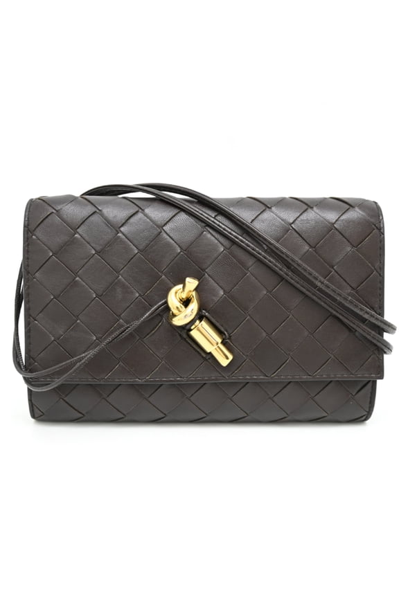 Pre-Owned Bottega Veneta Andiamo Strap Pouch Women's Shoulder Bag 836940 Nappa Leather Fondente