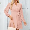 thumbnail image 5 of OSOLU Women Summer Solid Color Elegant Sleeved Lapel Hemline Skirt Dress Fashionable Sundress Dresses For Women 2025 Elegant Classy, 5 of 9