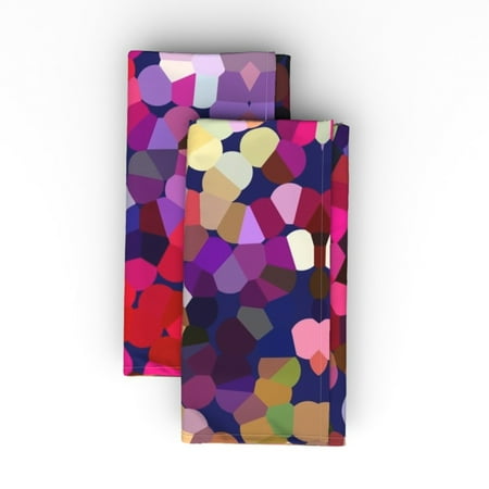 

Linen Cotton Canvas Dinner Napkins (Set of 2) - Year Confetti Large Pointillism Colorful Dots Bold Colors Dark Spots Navy Blue Print Cloth Dinner Napkins by Spoonflower