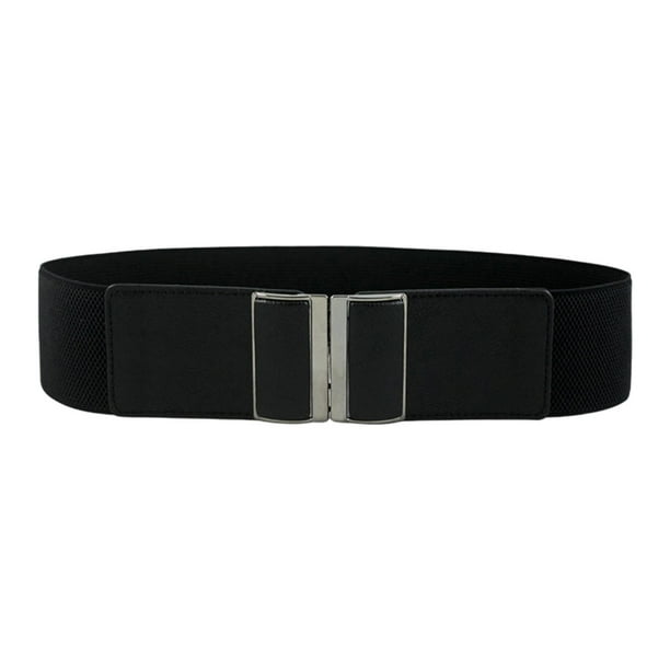 Cinturón elástico ancho para mujer Negro 75 cm