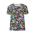 thumbnail image 4 of Tops de Ajuste Suelto para las Mujeres Impreso Manga Corta Suéter Camiseta Cuello Redondo Blusa Casual, Top de Moda para el Uso Diario Y las Salidas, 4 of 6