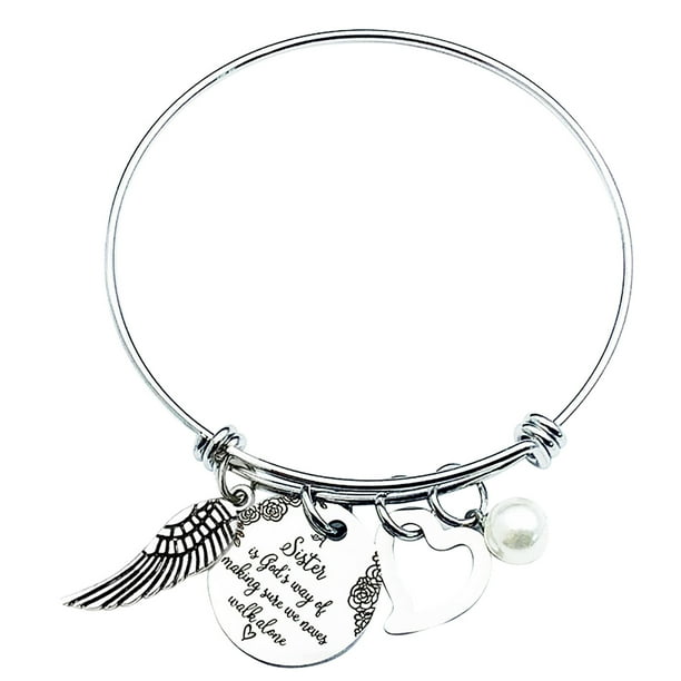 De Acero Inoxidable Caminar Dios Hacer Hermana Nunca Hermana Sola Camino PulserasA Seguro Que Estamos Bangle Pulseras